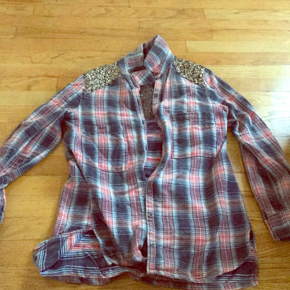 Free people sequenced flannel button down